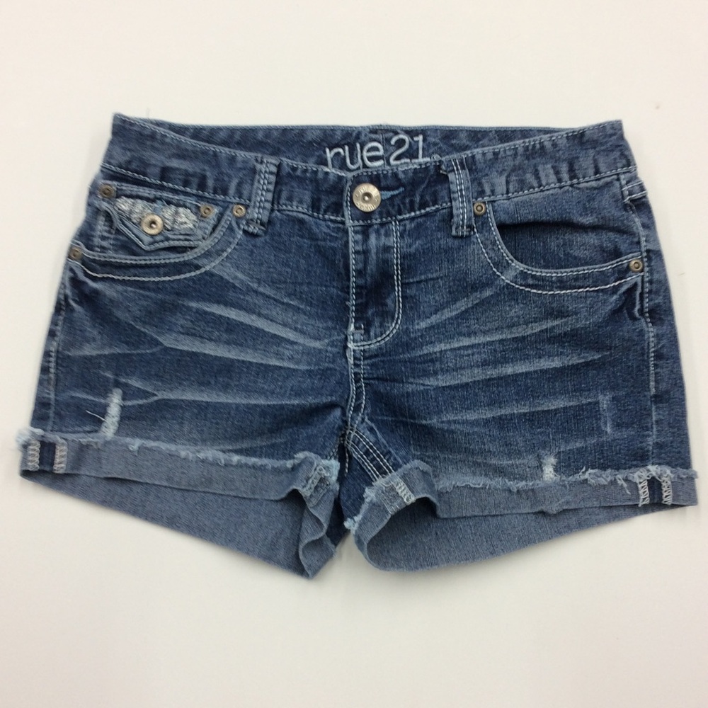 Rue 21 Distressed Blue Jean Size 5-6 Shorts